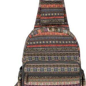 Women sling bag Elephant canvas large boho backpacks bohemian Crossbody Bag gree